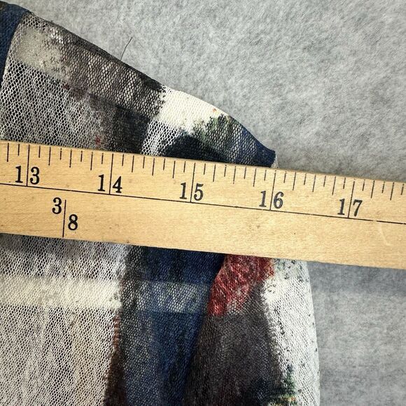 Ali Miles Black Red Geometric Artsy Abstract Shawl Neckline Cardigan Sheer Sz. S - Picture 10 of 14